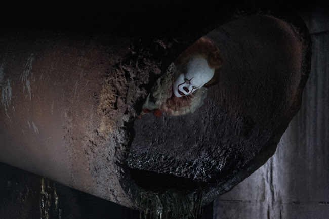 IT 11951r 650 High-Res Bill Skarsgard Pennywise "It" Image & Synopsis Released