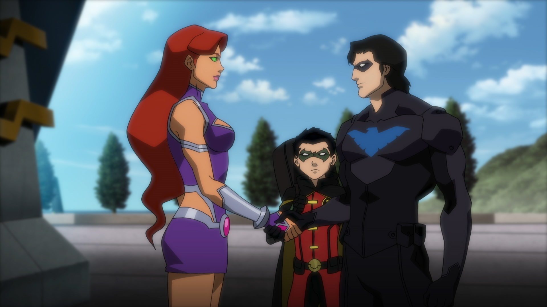 JLvsTTStarfireRobinNightwing Watch: Justice League Vs. Teen Titans Clip
