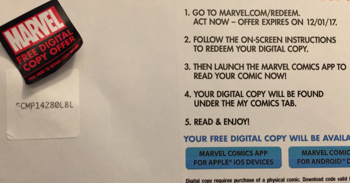 marvel cancels digital code Marvel Comics Cancels Same Free Digital Issue With Physical Purchase